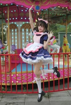 Japanese Blue Maid Lolita Dress -Kawaii Fashion Shop Japanese Blue Maid Lolita Dress 2