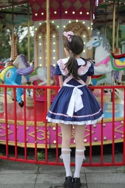 Japanese Blue Maid Lolita Dress -Kawaii Fashion Shop Japanese Blue Maid Lolita Dress 3