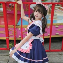 Japanese Blue Maid Lolita Dress -Kawaii Fashion Shop Japanese Blue Maid Lolita Dress 8