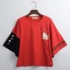 Japanese Lucky Cat Print T-shirt 2 Japanese Lucky Cat Print T-shirt -Kawaii Fashion Shop Japanese Cartoon Cat T Shirt Women Cute Red Black Tee Tops