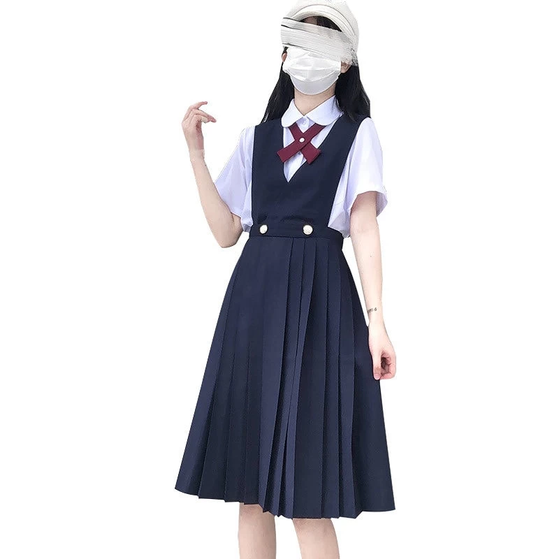 Kawaii Bow Tie Pleated Suspender Skirt Two Pieces Set 8 Kawaii Bow Tie Pleated Suspender Skirt Two Pieces Set - Image 6