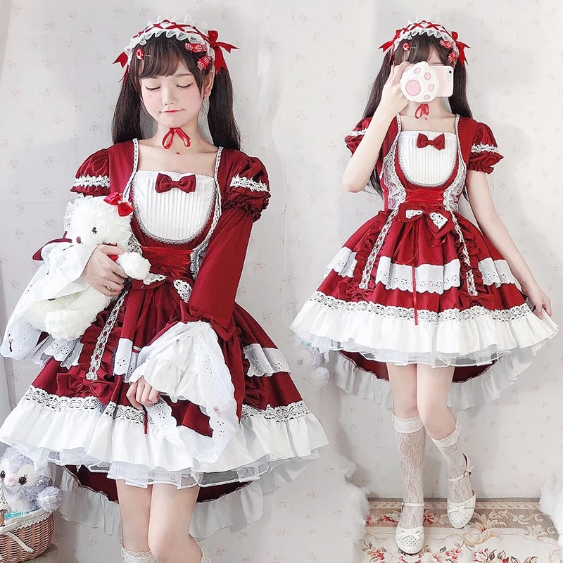 Kawaii Lolita OP Ruffles Maid Dresses 7 Kawaii Lolita OP Ruffles Maid Dresses - Image 5