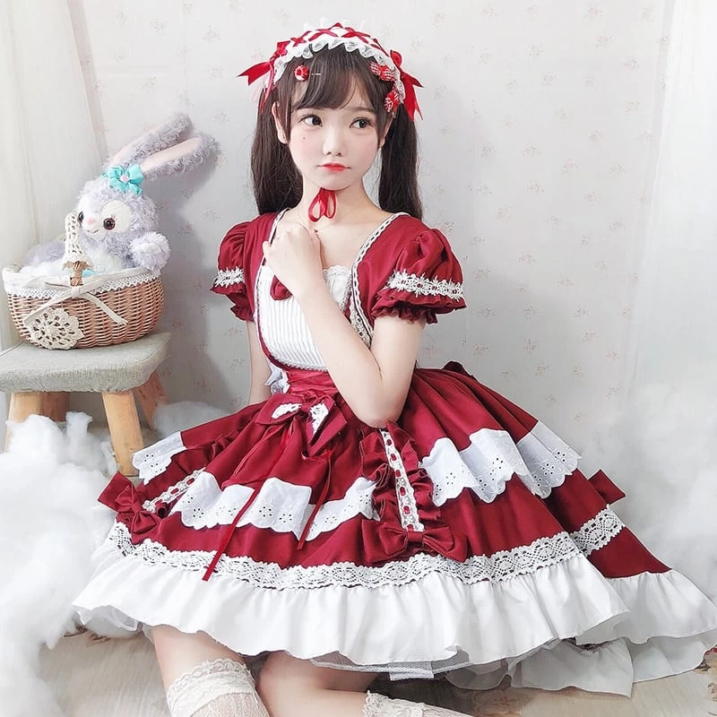 Kawaii Lolita OP Ruffles Maid Dresses 3 Kawaii Lolita OP Ruffles Maid Dresses