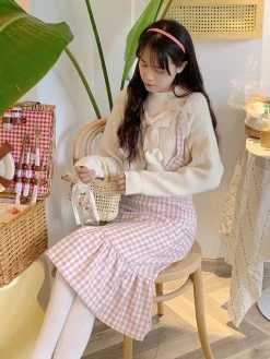 Japanese Kawaii Plaid Strap Dress -Kawaii Fashion Shop Japanese Kawaii Plaid Strap Dress 2