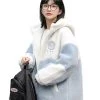 Japanese Loose Lamb Wool Hooded Coat -Kawaii Fashion Shop Japanese Loose Lamb Wool Hooded Coat 1