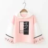 Japanese Musical Note Printed Color Block Hoodie -Kawaii Fashion Shop Japanese Musical Note Printed Color Block Hoodie