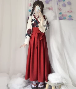 Japanese Original Style Kimono Long Dress Set 11 Japanese Original Style Kimono Long Dress Set -Kawaii Fashion Shop Japanese Original Style Kimono Long Dress Set 2