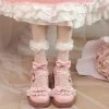 Japanese Pink Bow Flat Lolita Shoes -Kawaii Fashion Shop Japanese Pink Bow Flat Lolita Shoes 7