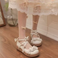Japanese Pink Bow Flat Lolita Shoes -Kawaii Fashion Shop Japanese Pink Bow Flat Lolita Shoes 8