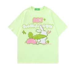 Japanese Retro Cartoon Rabbit Print T-shirt -Kawaii Fashion Shop Japanese Retro Cartoon Rabbit Print T shirt 4