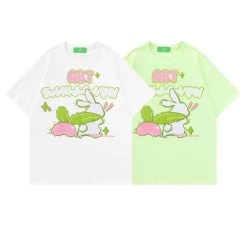 Japanese Retro Cartoon Rabbit Print T-shirt -Kawaii Fashion Shop Japanese Retro Cartoon Rabbit Print T shirt 5
