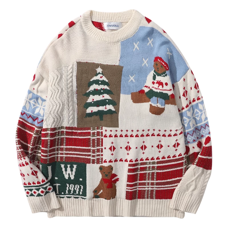 Japanese Retro Christmas Bear Crew Neck Sweater 3 Japanese Retro Christmas Bear Crew Neck Sweater