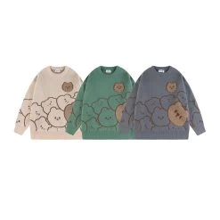 Japanese Retro Lazy Wind Bear Pullover Sweater -Kawaii Fashion Shop Japanese Retro Lazy Wind Bear Pullover Sweater 8