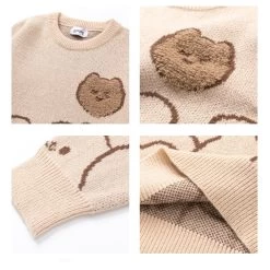 Japanese Retro Lazy Wind Bear Pullover Sweater -Kawaii Fashion Shop Japanese Retro Lazy Wind Bear Pullover Sweater 9