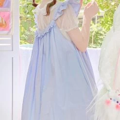 Japanese Soft Girl Pink Lace Midi Dress 11 Japanese Soft Girl Pink Lace Midi Dress -Kawaii Fashion Shop Japanese Soft Girl Kawaii Dress Sweet Cute Bow Lace Up Flying Sleeves Lolita Strap Dresses Pink 3