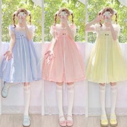 Japanese Soft Girl Pink Lace Midi Dress 12 Japanese Soft Girl Pink Lace Midi Dress -Kawaii Fashion Shop Japanese Soft Girl Kawaii Dress Sweet Cute Bow Lace Up Flying Sleeves Lolita Strap Dresses Pink 4