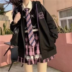 Japanese Soft Girl Style Black Coat -Kawaii Fashion Shop Japanese Soft Girl Style Black Coat 2 1