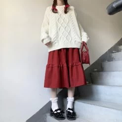 Japanese Soft Girl Sweet A-line Skirt -Kawaii Fashion Shop Japanese Soft Girl Sweet A line skirt 11