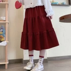 Japanese Soft Girl Sweet A-line Skirt -Kawaii Fashion Shop Japanese Soft Girl Sweet A line skirt 3
