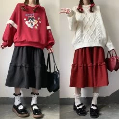 Japanese Soft Girl Sweet A-line Skirt -Kawaii Fashion Shop Japanese Soft Girl Sweet A line skirt 7