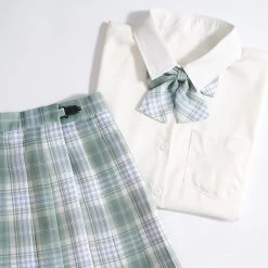 Japanese School Uniform JK Pleated Skirt -Kawaii Fashion Shop Japanese Student Short Long Sleeve Sexy Jk Set School Uniform with Socks Pleated Skirt Girl Seifuku 4