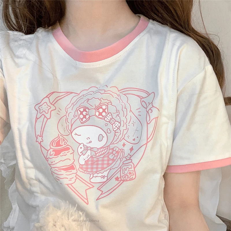 Kawaii Cute Cartoon Kuromied Printed T-shirt 4 Kawaii Cute Cartoon Kuromied Printed T-shirt - Image 2