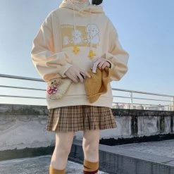 Kawaii Sweet Schoolgir Hoodies -Kawaii Fashion Shop Japanese Sweet Kawaii Hoodies Schoolgirl Autumn and Winter New Korean Cute Style Cartoon Printed Hoodie Women 3