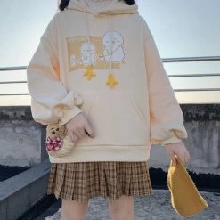 Kawaii Sweet Schoolgir Hoodies -Kawaii Fashion Shop Japanese Sweet Kawaii Hoodies Schoolgirl Autumn and Winter New Korean Cute Style Cartoon Printed Hoodie Women 4