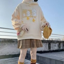 Kawaii Sweet Schoolgir Hoodies -Kawaii Fashion Shop Japanese Sweet Kawaii Hoodies Schoolgirl Autumn and Winter New Korean Cute Style Cartoon Printed Hoodie Women 5