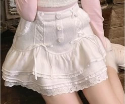 Pink Dollette Skirt 10 Pink Dollette Skirt -Kawaii Fashion Shop Japanese Sweet Lolita Mini Skirt Women Winter Lace Casual Elegant Kawaii Female Skirt High Waist Bandage 1