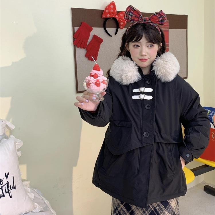 Japanese Sweet Style Black Loose Hooded Coat 11 Japanese Sweet Style Black Loose Hooded Coat - Image 9