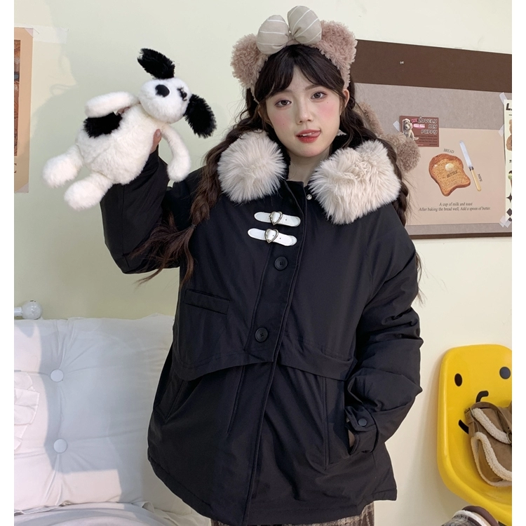 Japanese Sweet Style Black Loose Hooded Coat 9 Japanese Sweet Style Black Loose Hooded Coat - Image 7