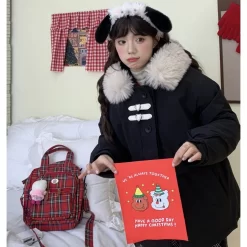 Japanese Sweet Style Black Loose Hooded Coat 15 Japanese Sweet Style Black Loose Hooded Coat -Kawaii Fashion Shop Japanese Sweet Style Black Loose Hooded Coat 7