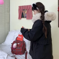 Japanese Sweet Style Black Loose Hooded Coat 14 Japanese Sweet Style Black Loose Hooded Coat -Kawaii Fashion Shop Japanese Sweet Style Black Loose Hooded Coat 8