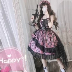 Kawaii Pink Hooded Jacket -Kawaii Fashion Shop Japanese Women Gothic Lolita Jsk Dress Vintage Victorian Sweet Bow Princess Slip Dress Girl Chic Plaid 3