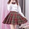 Kawaii Harajuku Embroidered Pleated Skirt -Kawaii Fashion Shop Japanese Women JK School Uniform Sets Embroidered Shirt High Waist Pleated Skirt A line Mini Harajuku