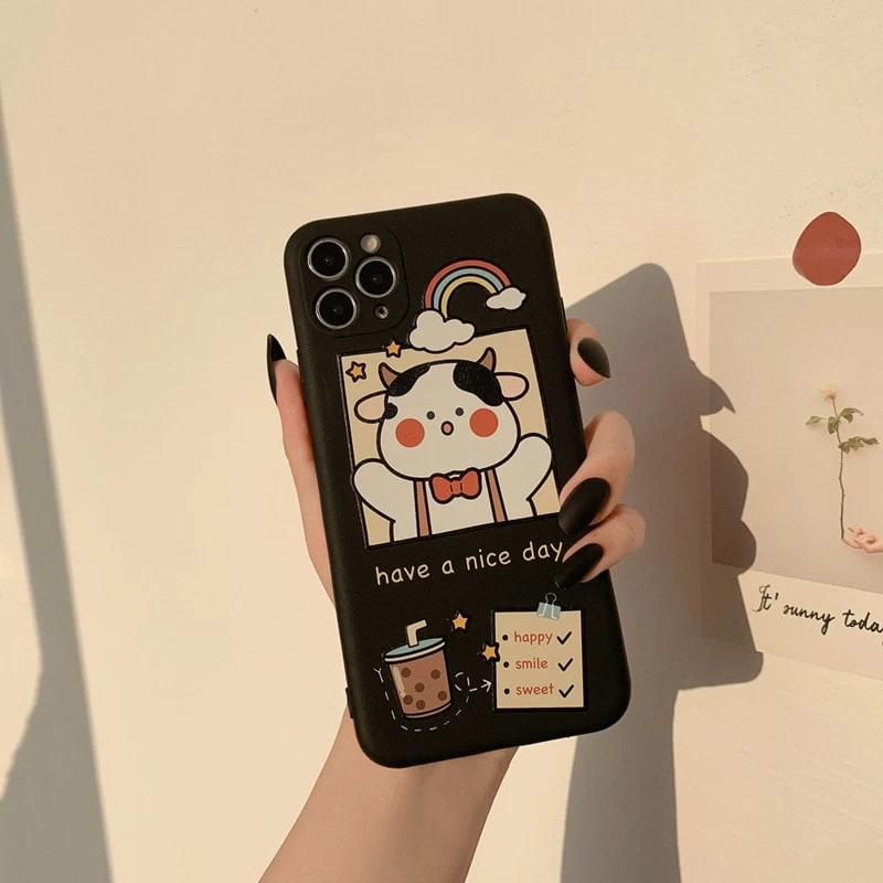 Kawaii Bubble Tea Milk Cow IPhone Case 4 Kawaii Bubble Tea Milk Cow IPhone Case - Image 2