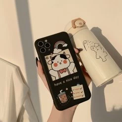 Kawaii Bubble Tea Milk Cow IPhone Case