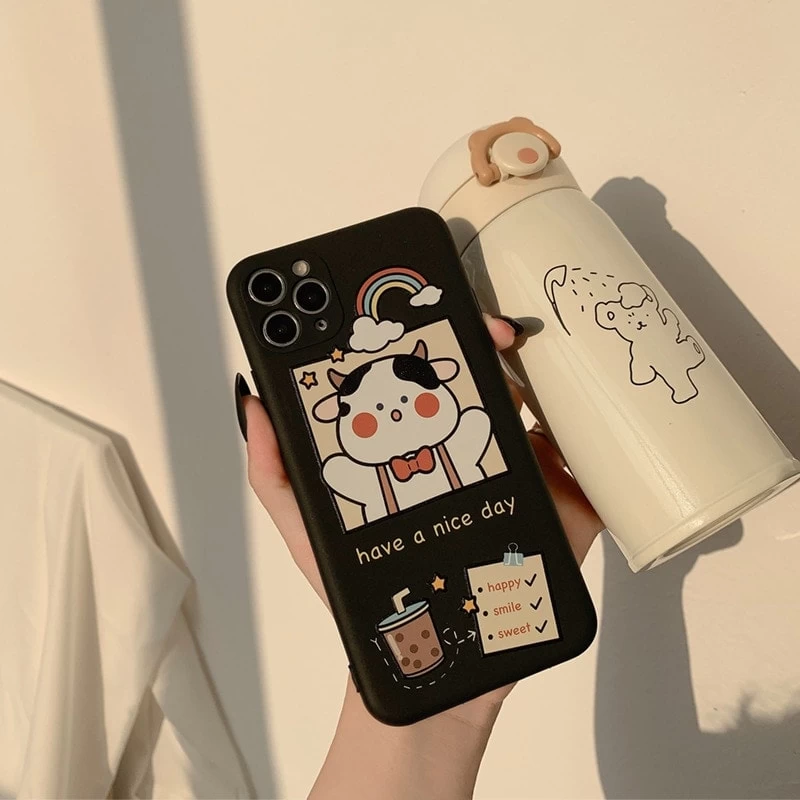 Kawaii Bubble Tea Milk Cow IPhone Case 3 Kawaii Bubble Tea Milk Cow IPhone Case