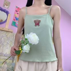 Japanese Soft Girl Style Solid Color Tank Tops -Kawaii Fashion Shop Japanese soft girl style solid color Tank Tops 10
