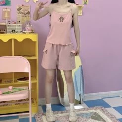 Japanese Soft Girl Style Solid Color Tank Tops -Kawaii Fashion Shop Japanese soft girl style solid color Tank Tops 3