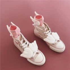 Pink Cardcaptor Sakura Wings Canvas Shoes -Kawaii Fashion Shop Japanese sweet lolita shoes kawaii girl tea party princess kawaii Magic Girl Cardcaptor Sakura women shoes 4
