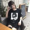 Kawaii Girly Letter Print Vintage T-Shirt -Kawaii Fashion Shop Joinyouth Korean Harajuku Tshirt Long Vintage Print Short Sleeve Shirt Loose Casual Tees Ropa Mujeu Fashion