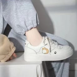 Kawaii All-match Cartoon Kitten Print Low-top Sneakers -Kawaii Fashion Shop Kawaii All match Cartoon Kitten Print Low top Sneakers 2
