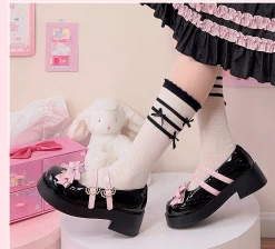 Kawaii Black Round Toe Bow Mary Jane Lolita Shoes 11 Kawaii Black Round Toe Bow Mary Jane Lolita Shoes -Kawaii Fashion Shop Kawaii Black Round Toe Bow Mary Jane Lolita Shoes 5