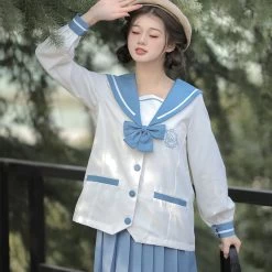 Kawaii Blue JK Sailor Uniform Skirt Suit -Kawaii Fashion Shop Kawaii Blue JK Sailor Uniform Skirt Suit 6