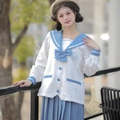 Kawaii Blue JK Sailor Uniform Skirt Suit -Kawaii Fashion Shop Kawaii Blue JK Sailor Uniform Skirt Suit 7