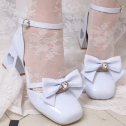 Kawaii Bow High Heel Lolita Shoes 13 Kawaii Bow High Heel Lolita Shoes -Kawaii Fashion Shop Kawaii Bow High Heel Lolita Shoes 2