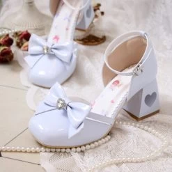 Kawaii Bow High Heel Lolita Shoes 15 Kawaii Bow High Heel Lolita Shoes -Kawaii Fashion Shop Kawaii Bow High Heel Lolita Shoes