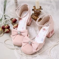 Kawaii Bow High Heel Lolita Shoes 11 Kawaii Bow High Heel Lolita Shoes -Kawaii Fashion Shop Kawaii Bow High Heel Lolita Shoes 3